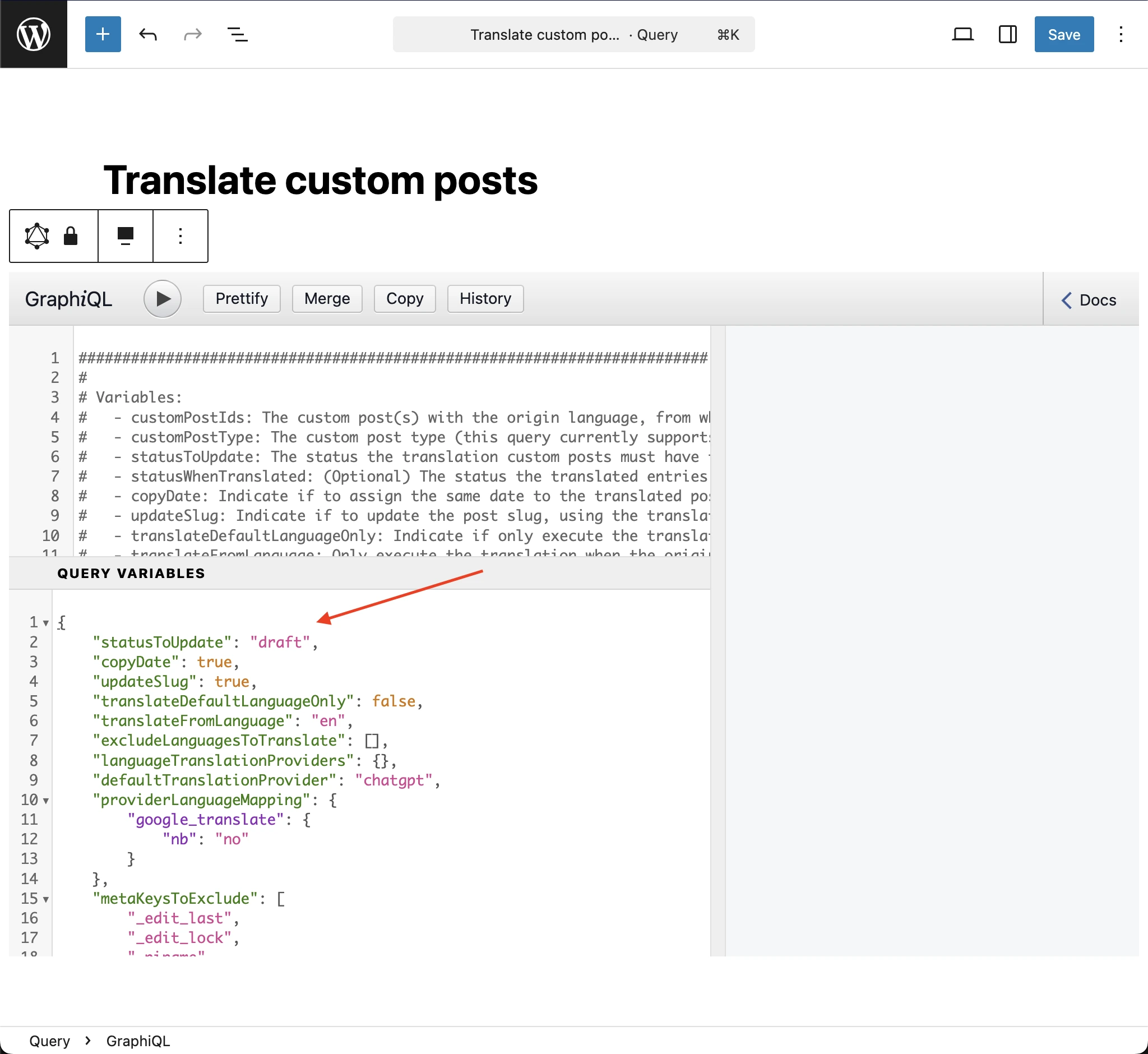 Colando as variáveis no cliente GraphiQL