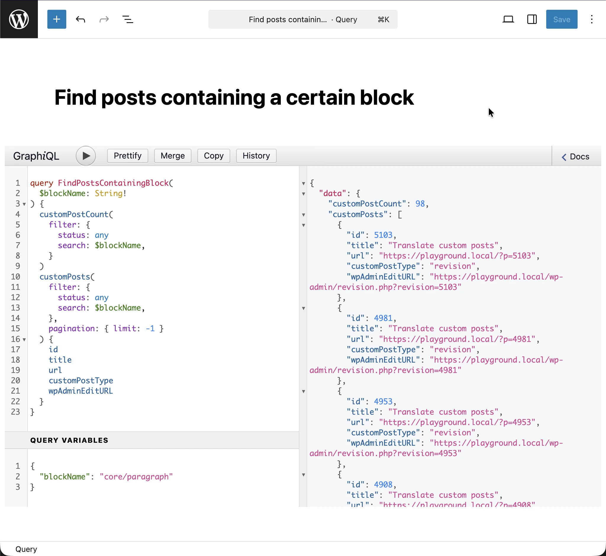 Executando a query GraphQL