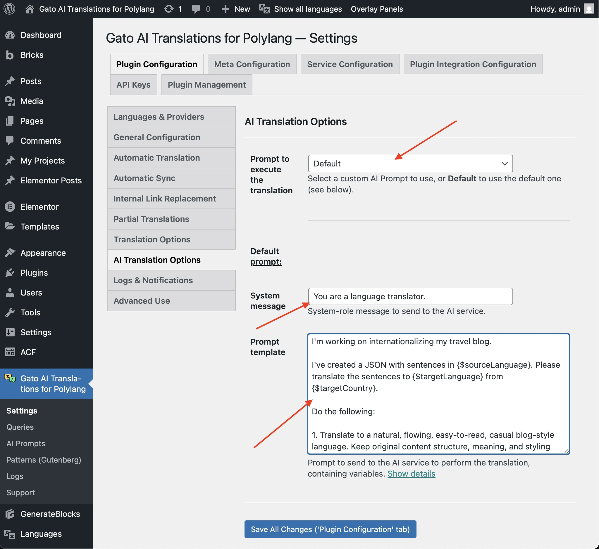 Substituindo o prompt padrão nas configurações