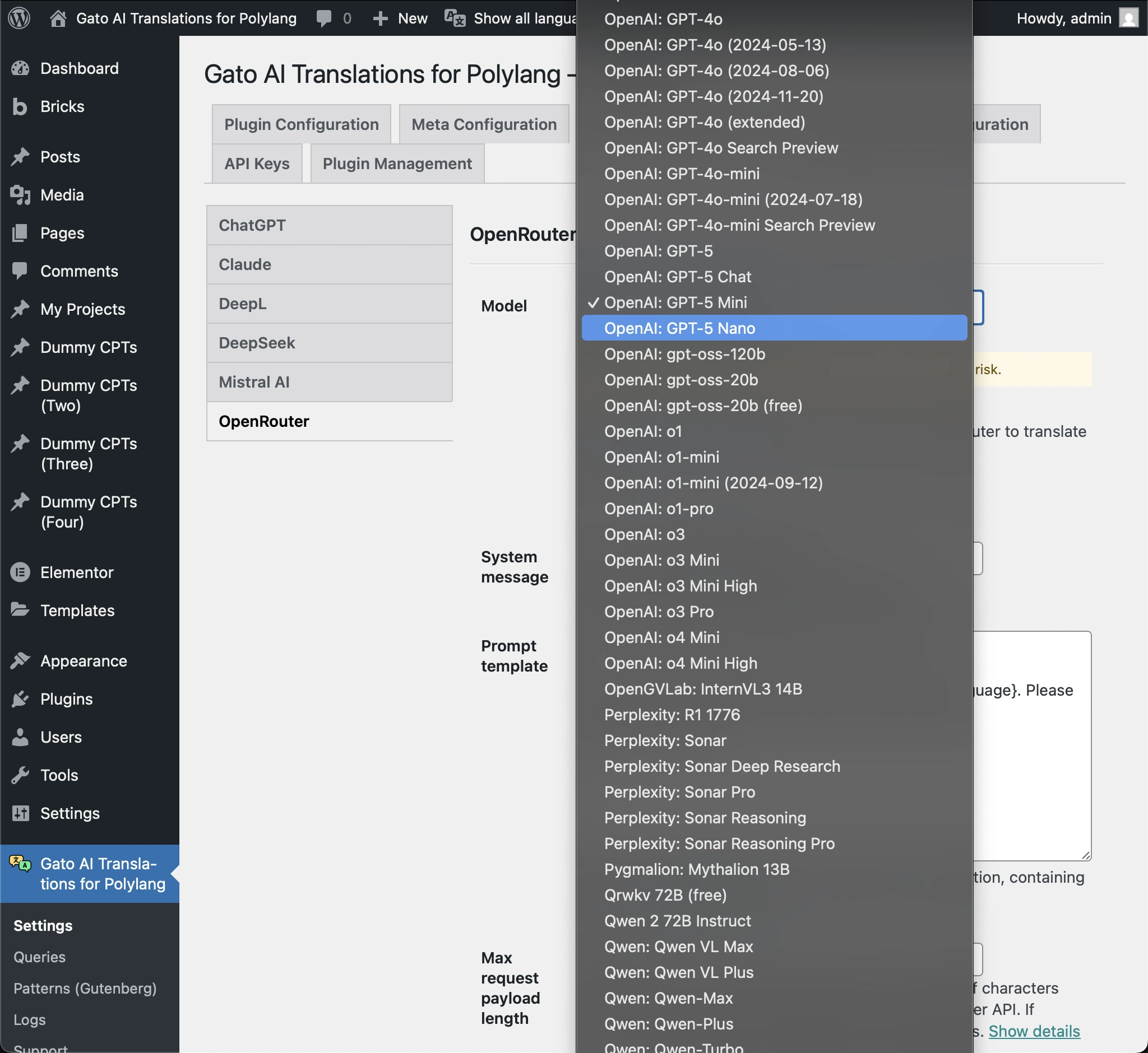 Lista de modelos de IA disponíveis no OpenRouter