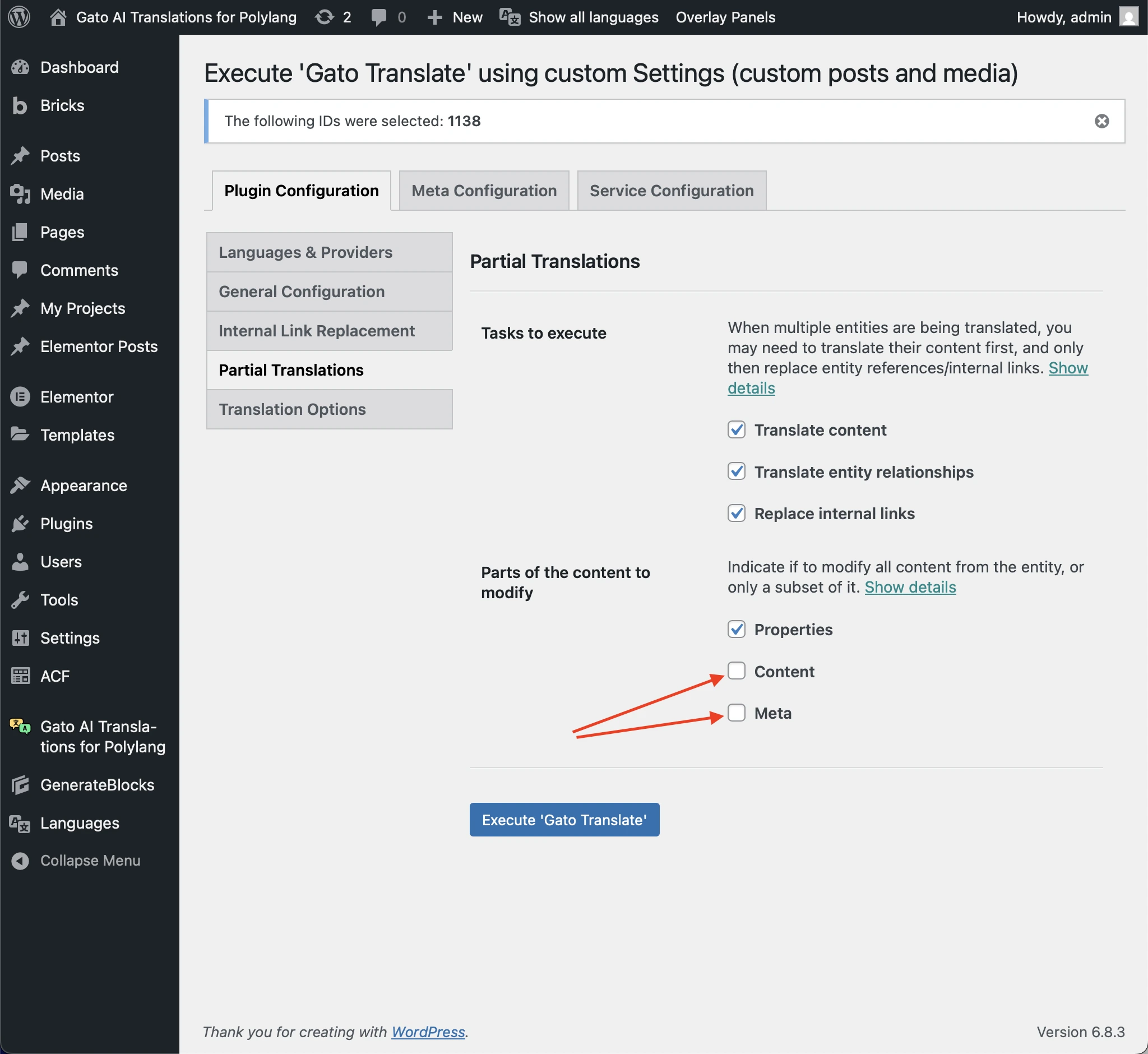 Selecionando apenas o título do post para tradução