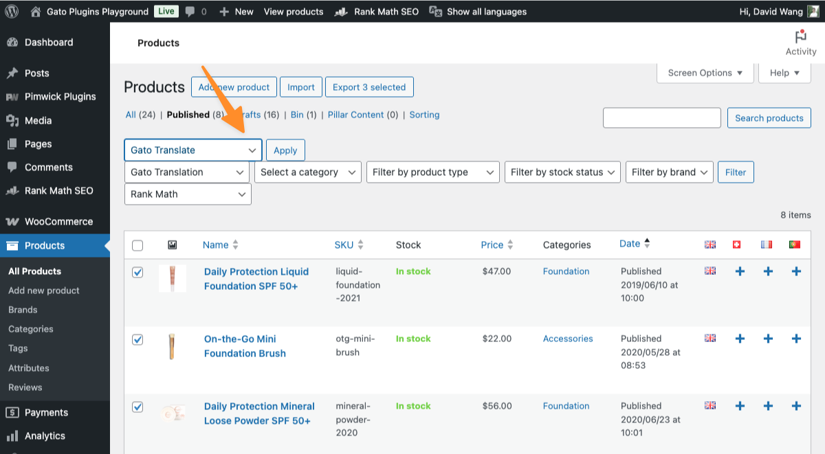 Traduzir produtos WooCommerce em massa