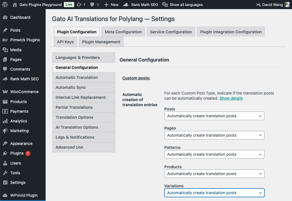 Traduzir automaticamente produtos WooCommerce com Gato AI Translations for Polylang